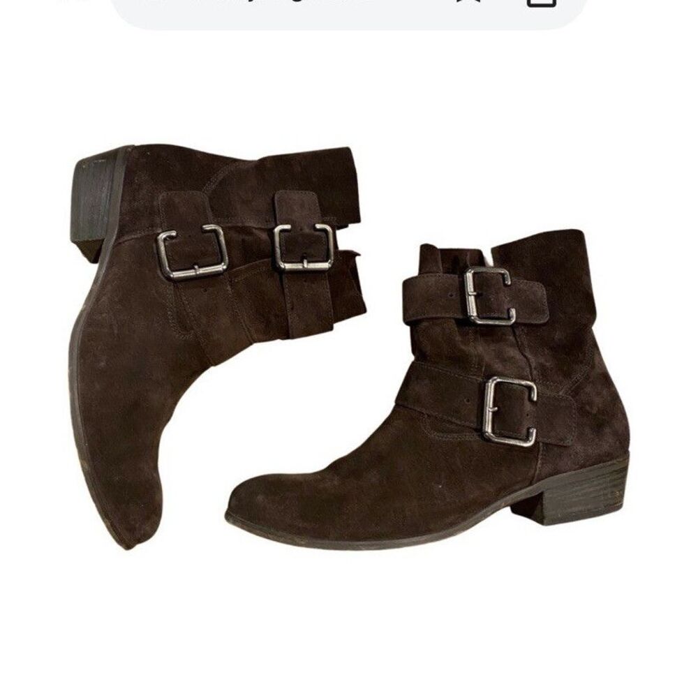 Paul Green Brown Suede Ankle Booties Buckle Zipper Women's US 6 miden 27.5 Cm